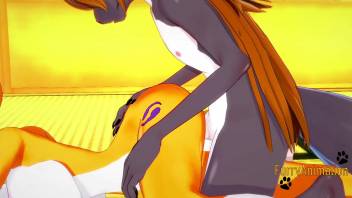 Digimon Hentai - Taomon & Grey Fox Hard Sex [Boobjob, handjob, blowjob and fucked] - Japanese Asian Manga anime game porn Yiff